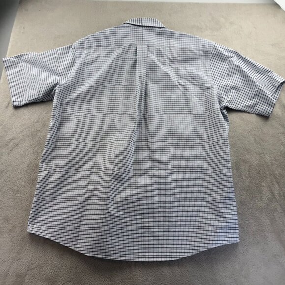 L.L. Bean Mens Dress Shirt 17.5 Neck Short Sleeve Wrinkle Resistant Checkered - Picture 7 of 7